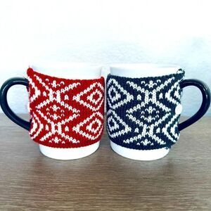 Threshold Ceramic Coffee Mugs Christmas Holiday Sweater Covers Set